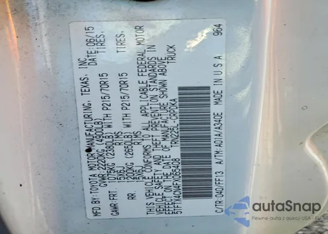 2015 Toyota Tacoma Base из США, поврежденный, VIN 5TFTX4CN4FX065408